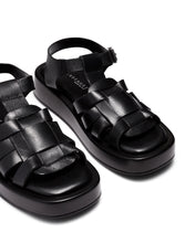 Load image into Gallery viewer, Just Because Shoes Sefora Black | Leather Flatform | Slides | Sandals
