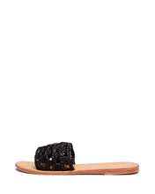 Load image into Gallery viewer, Just Because Shoes Atolls Black | Sandals | Slides | Flats | Raffia

