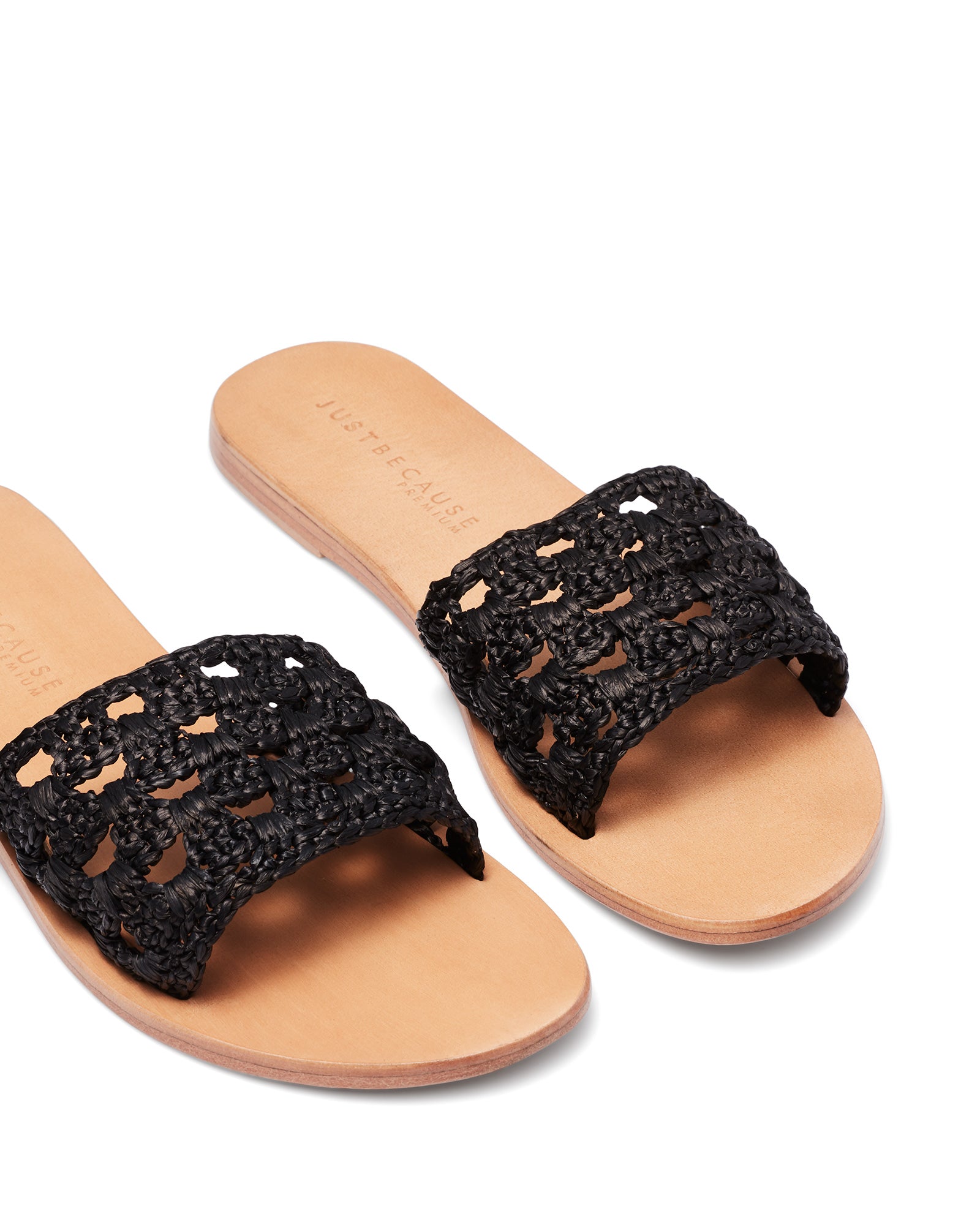 Just Because Shoes Atolls Black | Sandals | Slides | Flats | Raffia
