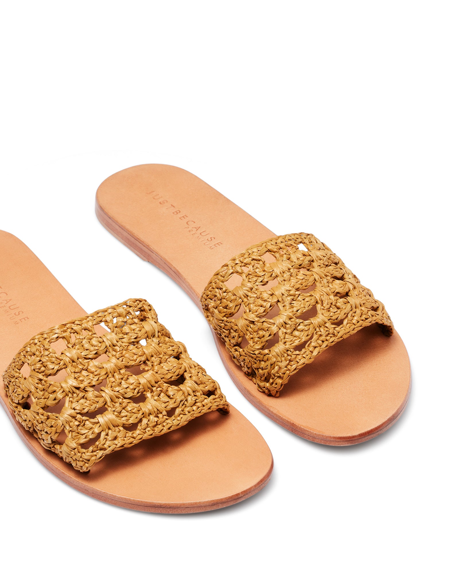Just Because Shoes Atolls Mustard | Sandals | Slides | Flats | Raffia