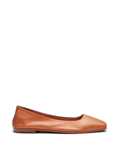 Just Because Shoes Beck Tan | Leather Flats | Ballet | Slip On | Square