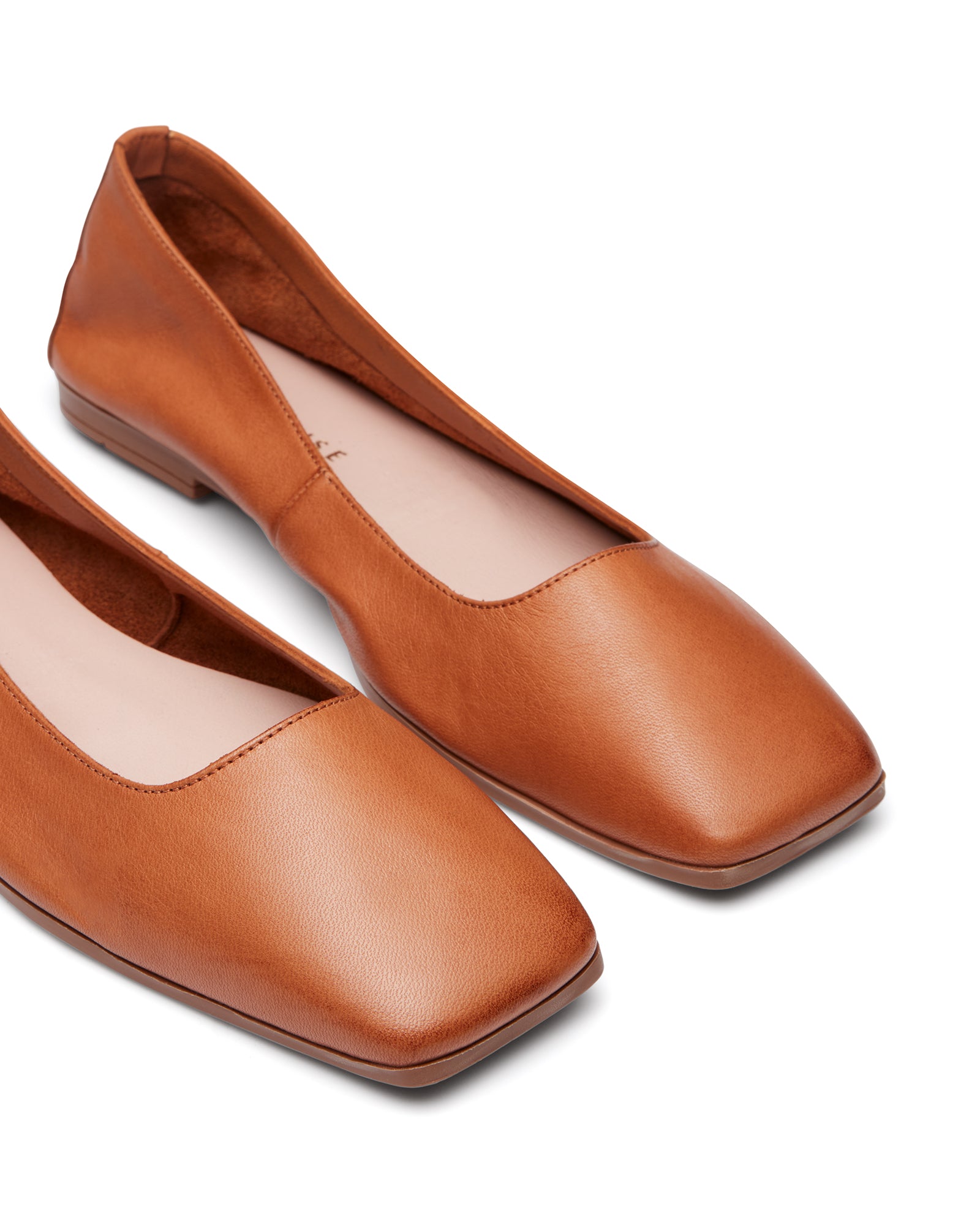 Just Because Shoes Beck Tan | Leather Flats | Ballet | Slip On | Square