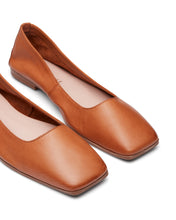 Load image into Gallery viewer, Just Because Shoes Beck Tan | Leather Flats | Ballet | Slip On | Square
