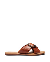 Load image into Gallery viewer, Just Because Shoes Rimini Tan Croc | Leather Sandals | Slides | Flats
