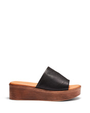 Load image into Gallery viewer, Just Because Shoes Rosa Black | Leather Flatform | Slides | Sandals
