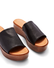 Load image into Gallery viewer, Just Because Shoes Rosa Black | Leather Flatform | Slides | Sandals
