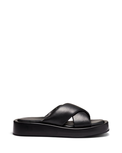 Just Because Shoes Santina Black | Leather Flatform | Slides | Sandals