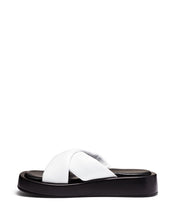 Load image into Gallery viewer, Just Because Shoes Santina White | Leather Flatform | Slides | Sandals
