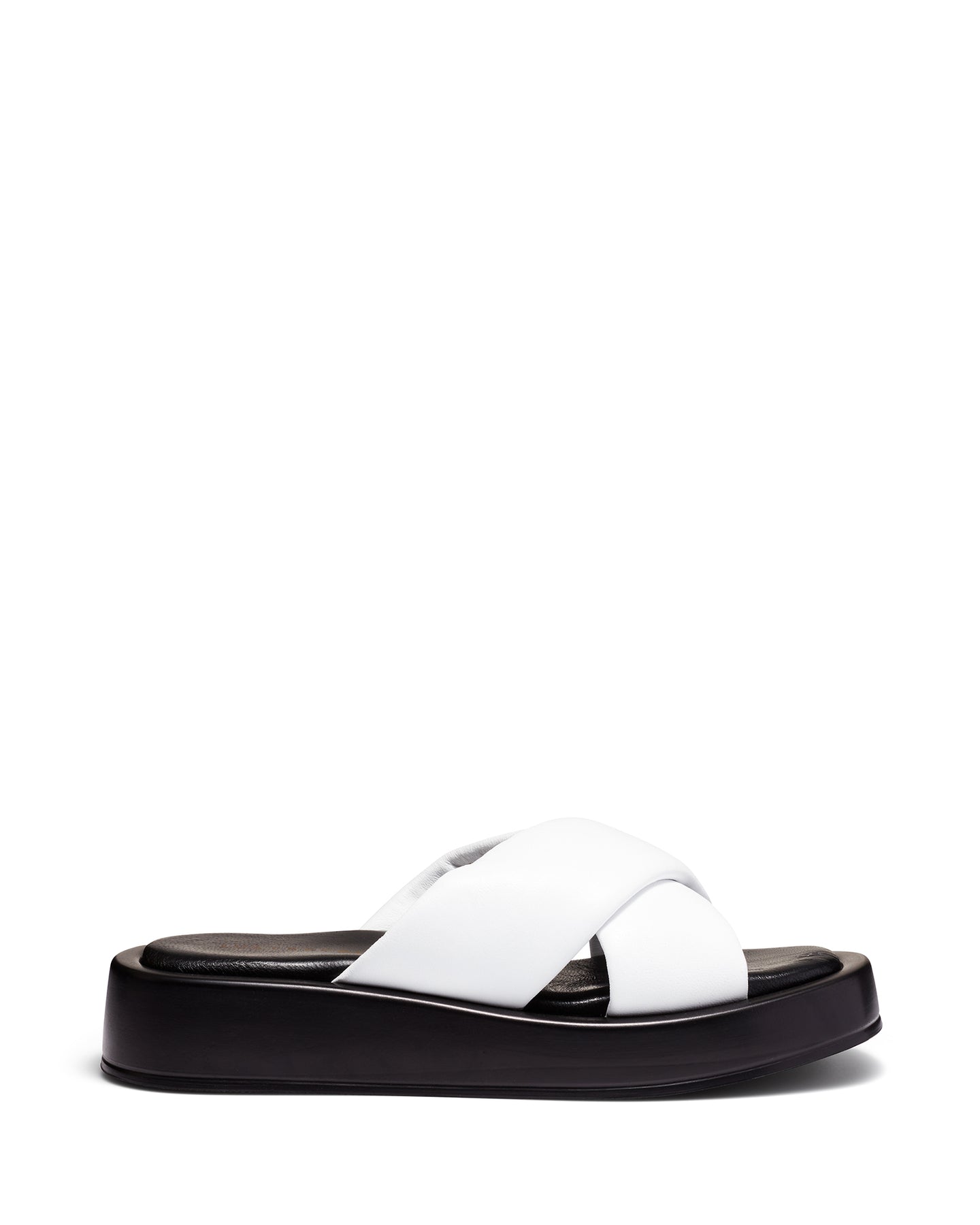 Just Because Shoes Santina White | Leather Flatform | Slides | Sandals