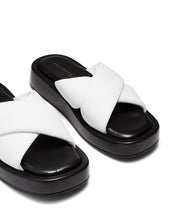 Load image into Gallery viewer, Just Because Shoes Santina White | Leather Flatform | Slides | Sandals
