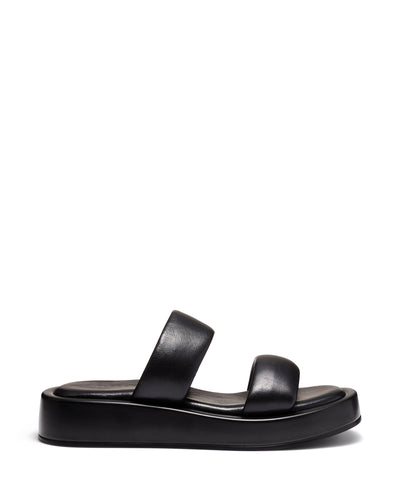 Just Because Shoes Sarita Black | Leather Flatform | Slides | Sandals