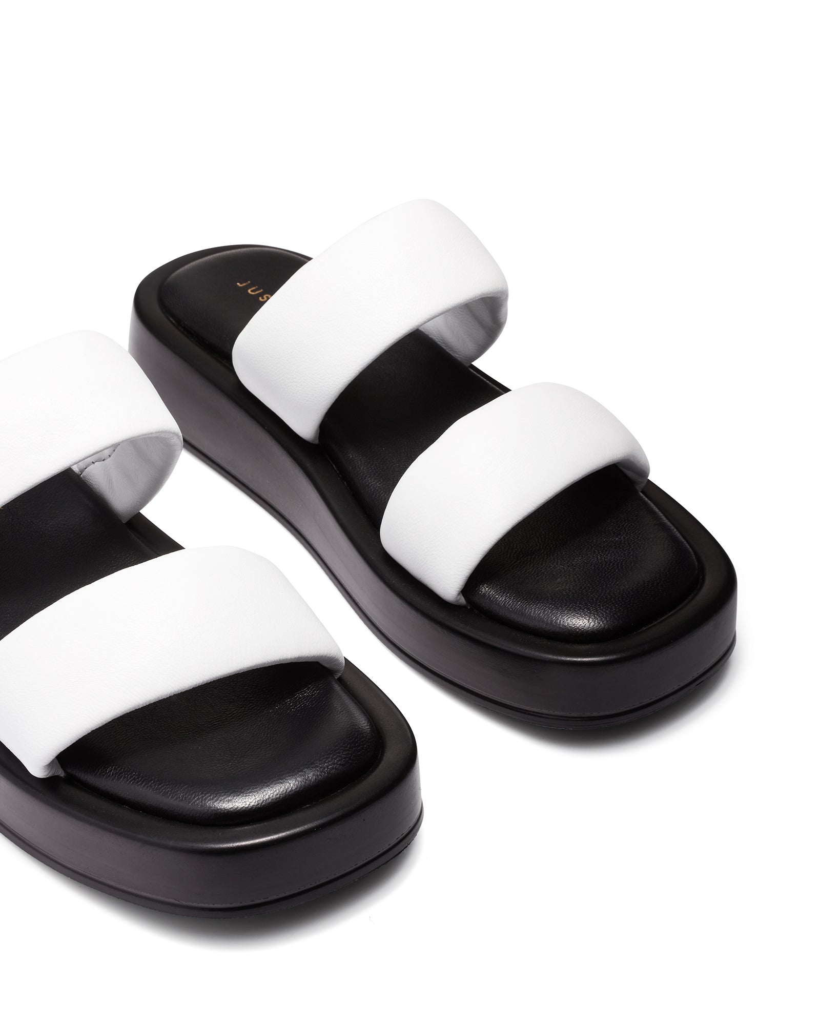 Just Because Shoes Sarita White | Leather Flatform | Slides | Sandals