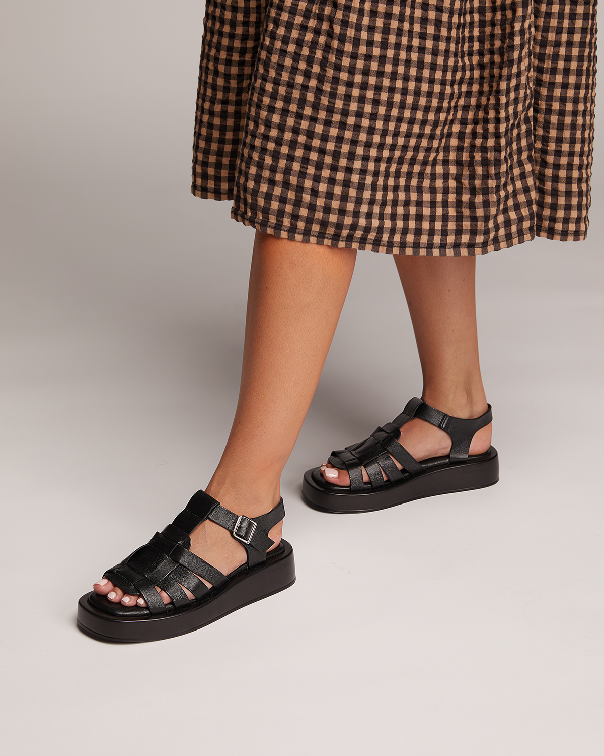 Just Because Shoes Sefora Black | Leather Flatform | Slides | Sandals
